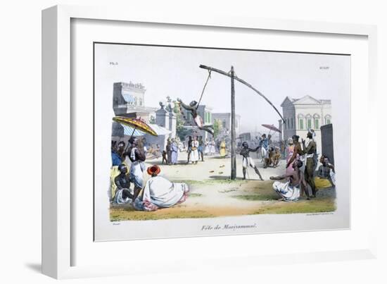 Festival of Mariyamma, or Mariyammai, (Hindu Deit), 1828-Marlet et Cie-Framed Giclee Print