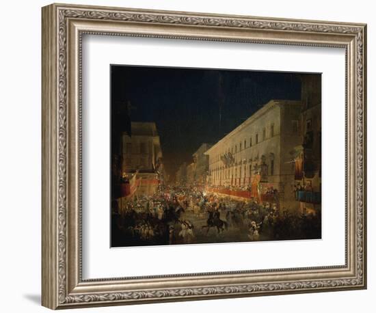 Festivals of Moccoletti (Tapers) (Carnival in Rome), 1852-Ippolito Caffi-Framed Giclee Print