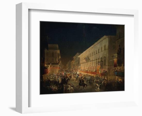 Festivals of Moccoletti (Tapers) (Carnival in Rome), 1852-Ippolito Caffi-Framed Giclee Print