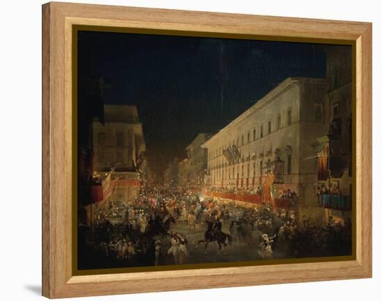 Festivals of Moccoletti (Tapers) (Carnival in Rome), 1852-Ippolito Caffi-Framed Premier Image Canvas