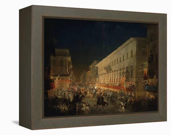 Festivals of Moccoletti (Tapers) (Carnival in Rome), 1852-Ippolito Caffi-Framed Premier Image Canvas