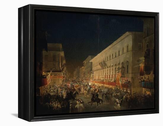 Festivals of Moccoletti (Tapers) (Carnival in Rome), 1852-Ippolito Caffi-Framed Premier Image Canvas