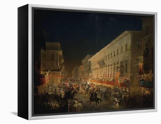 Festivals of Moccoletti (Tapers) (Carnival in Rome), 1852-Ippolito Caffi-Framed Premier Image Canvas