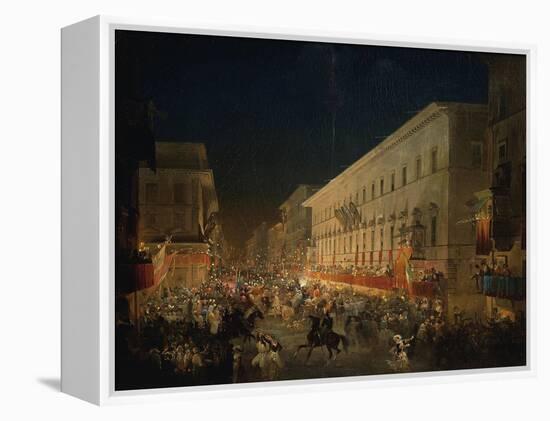 Festivals of Moccoletti (Tapers) (Carnival in Rome), 1852-Ippolito Caffi-Framed Premier Image Canvas