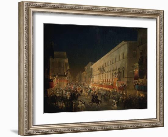 Festivals of Moccoletti (Tapers) (Carnival in Rome), 1852-Ippolito Caffi-Framed Giclee Print