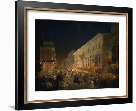 Festivals of Moccoletti (Tapers) (Carnival in Rome), 1852-Ippolito Caffi-Framed Giclee Print