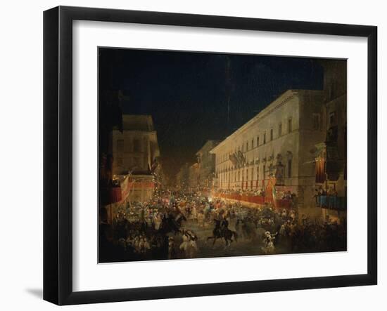 Festivals of Moccoletti (Tapers) (Carnival in Rome), 1852-Ippolito Caffi-Framed Giclee Print