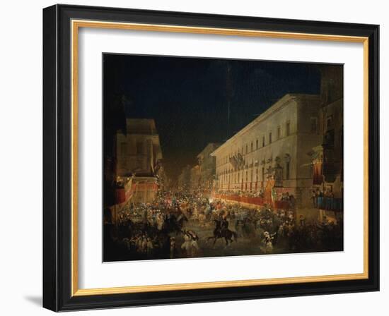 Festivals of Moccoletti (Tapers) (Carnival in Rome), 1852-Ippolito Caffi-Framed Giclee Print