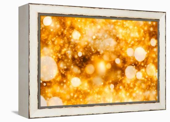 Festive Background with Natural Bokeh and Bright Golden Lights. Vintage Magic Background with Color-Maximusnd-Framed Premier Image Canvas