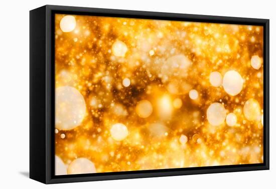 Festive Background with Natural Bokeh and Bright Golden Lights. Vintage Magic Background with Color-Maximusnd-Framed Premier Image Canvas