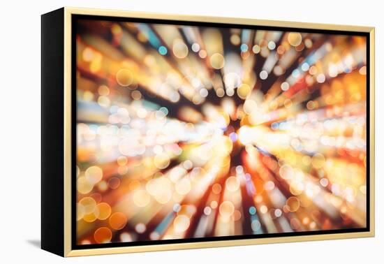 Festive Background with Natural Bokeh and Bright Golden Lights. Vintage Magic Background with Color-Maximusnd-Framed Premier Image Canvas