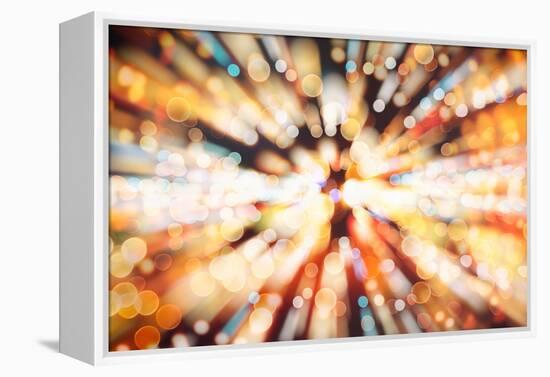 Festive Background with Natural Bokeh and Bright Golden Lights. Vintage Magic Background with Color-Maximusnd-Framed Premier Image Canvas