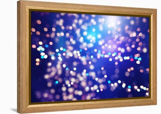 Festive Background with Natural Bokeh and Bright Golden Lights. Vintage Magic Background with Color-Maximusnd-Framed Premier Image Canvas