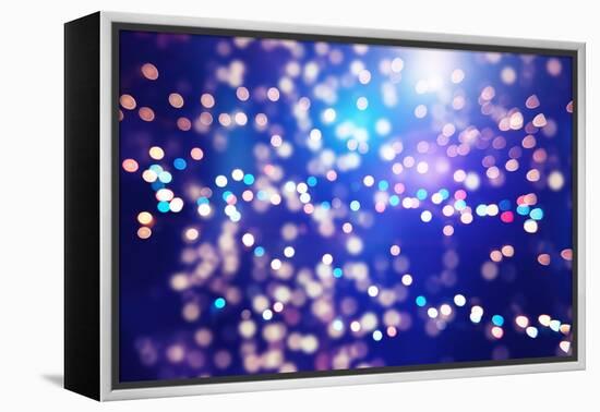 Festive Background with Natural Bokeh and Bright Golden Lights. Vintage Magic Background with Color-Maximusnd-Framed Premier Image Canvas