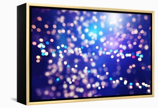 Festive Background with Natural Bokeh and Bright Golden Lights. Vintage Magic Background with Color-Maximusnd-Framed Premier Image Canvas