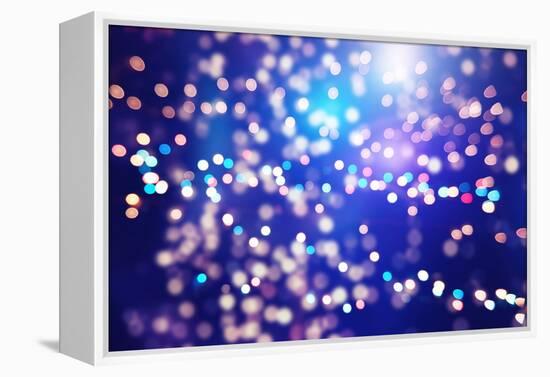 Festive Background with Natural Bokeh and Bright Golden Lights. Vintage Magic Background with Color-Maximusnd-Framed Premier Image Canvas