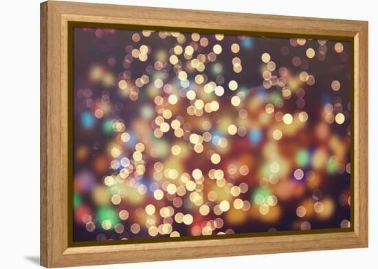 Festive Background with Natural Bokeh and Bright Golden Lights. Vintage Magic Background with Color-Maximusnd-Framed Premier Image Canvas