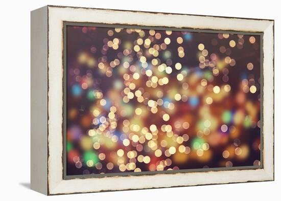 Festive Background with Natural Bokeh and Bright Golden Lights. Vintage Magic Background with Color-Maximusnd-Framed Premier Image Canvas