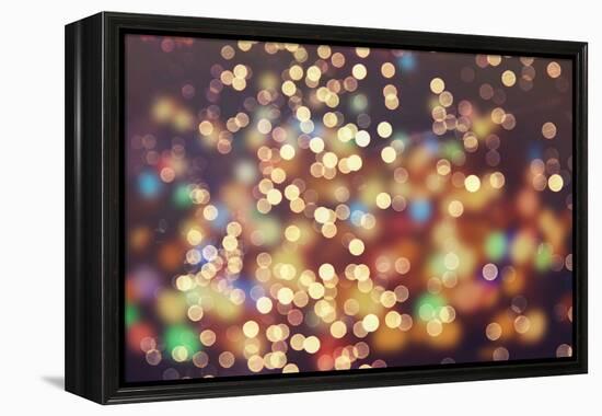 Festive Background with Natural Bokeh and Bright Golden Lights. Vintage Magic Background with Color-Maximusnd-Framed Premier Image Canvas