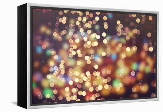 Festive Background with Natural Bokeh and Bright Golden Lights. Vintage Magic Background with Color-Maximusnd-Framed Premier Image Canvas