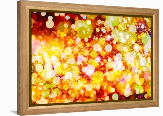 Festive Background with Natural Bokeh and Bright Golden Lights. Vintage Magic Background with Color-Maximusnd-Framed Premier Image Canvas