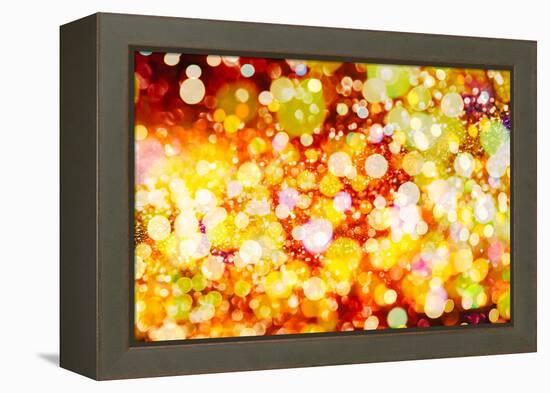 Festive Background with Natural Bokeh and Bright Golden Lights. Vintage Magic Background with Color-Maximusnd-Framed Premier Image Canvas