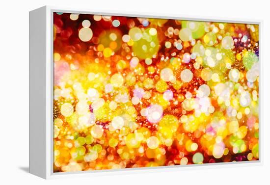 Festive Background with Natural Bokeh and Bright Golden Lights. Vintage Magic Background with Color-Maximusnd-Framed Premier Image Canvas