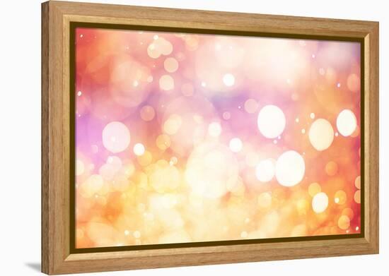 Festive Background with Natural Bokeh and Bright Golden Lights. Vintage Magic Background with Color-Maximusnd-Framed Premier Image Canvas