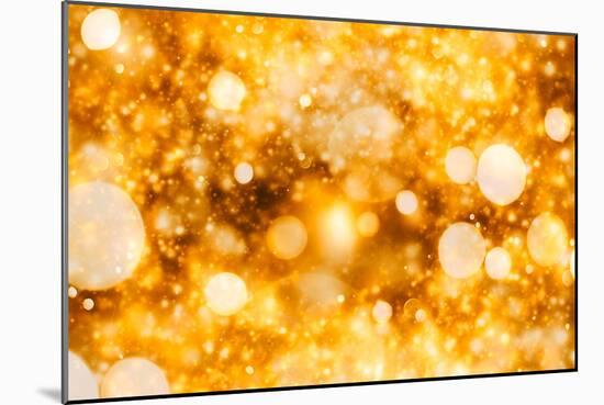 Festive Background with Natural Bokeh and Bright Golden Lights. Vintage Magic Background with Color-Maximusnd-Mounted Photographic Print