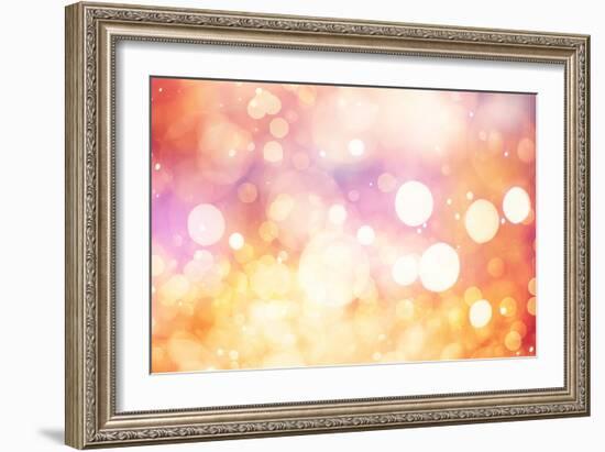 Festive Background with Natural Bokeh and Bright Golden Lights. Vintage Magic Background with Color-Maximusnd-Framed Photographic Print