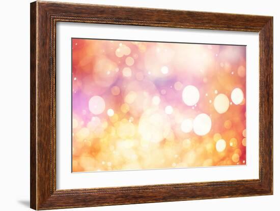 Festive Background with Natural Bokeh and Bright Golden Lights. Vintage Magic Background with Color-Maximusnd-Framed Photographic Print