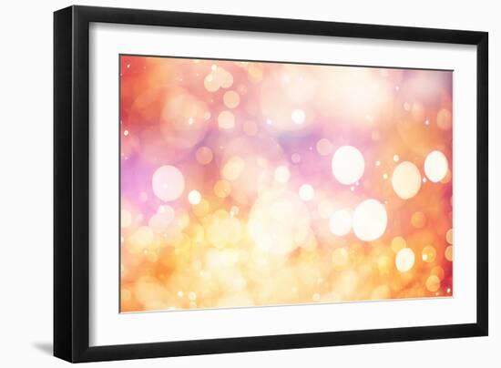 Festive Background with Natural Bokeh and Bright Golden Lights. Vintage Magic Background with Color-Maximusnd-Framed Photographic Print