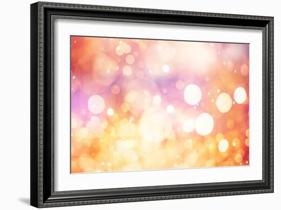 Festive Background with Natural Bokeh and Bright Golden Lights. Vintage Magic Background with Color-Maximusnd-Framed Photographic Print