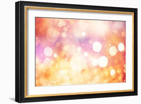 Festive Background with Natural Bokeh and Bright Golden Lights. Vintage Magic Background with Color-Maximusnd-Framed Photographic Print