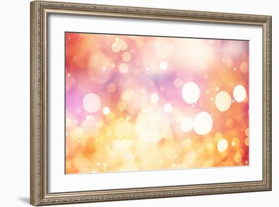 Festive Background with Natural Bokeh and Bright Golden Lights. Vintage Magic Background with Color-Maximusnd-Framed Photographic Print