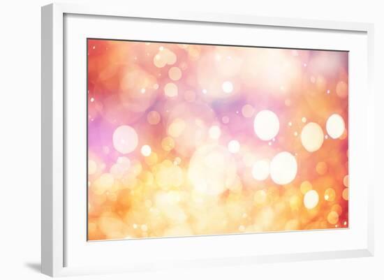 Festive Background with Natural Bokeh and Bright Golden Lights. Vintage Magic Background with Color-Maximusnd-Framed Photographic Print