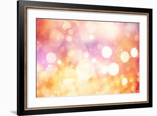 Festive Background with Natural Bokeh and Bright Golden Lights. Vintage Magic Background with Color-Maximusnd-Framed Photographic Print