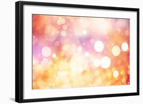 Festive Background with Natural Bokeh and Bright Golden Lights. Vintage Magic Background with Color-Maximusnd-Framed Photographic Print