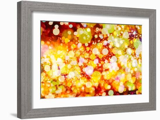 Festive Background with Natural Bokeh and Bright Golden Lights. Vintage Magic Background with Color-Maximusnd-Framed Photographic Print