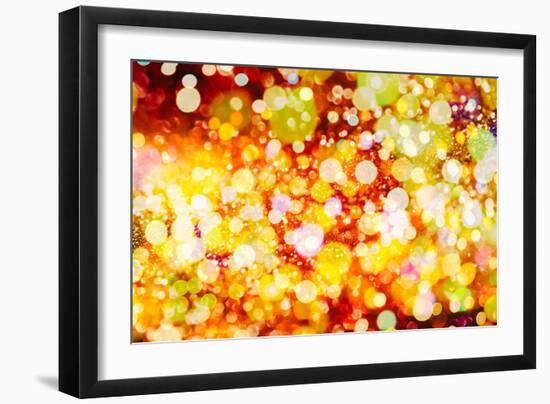 Festive Background with Natural Bokeh and Bright Golden Lights. Vintage Magic Background with Color-Maximusnd-Framed Photographic Print