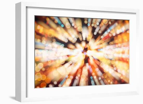 Festive Background with Natural Bokeh and Bright Golden Lights. Vintage Magic Background with Color-Maximusnd-Framed Photographic Print