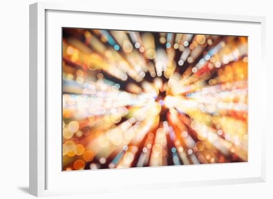 Festive Background with Natural Bokeh and Bright Golden Lights. Vintage Magic Background with Color-Maximusnd-Framed Photographic Print