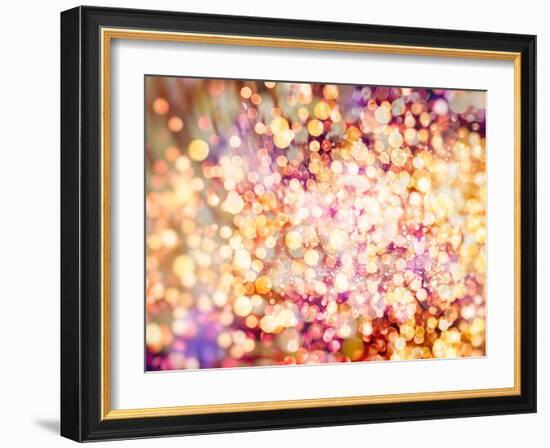 Festive Background with Natural Bokeh and Bright Golden Lights. Vintage Magic Background with Color-Maximusnd-Framed Photographic Print