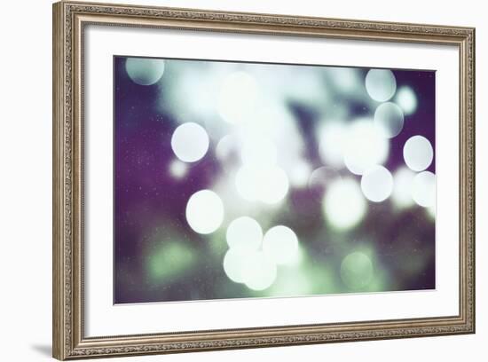 Festive Background with Natural Bokeh and Bright Golden Lights. Vintage Magic Background with Color-Maximusnd-Framed Photographic Print