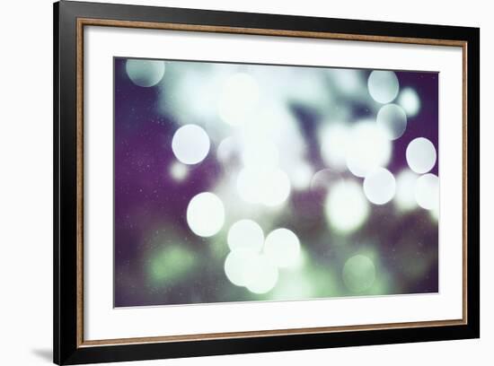 Festive Background with Natural Bokeh and Bright Golden Lights. Vintage Magic Background with Color-Maximusnd-Framed Photographic Print