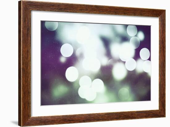 Festive Background with Natural Bokeh and Bright Golden Lights. Vintage Magic Background with Color-Maximusnd-Framed Photographic Print