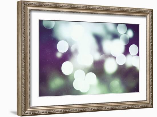 Festive Background with Natural Bokeh and Bright Golden Lights. Vintage Magic Background with Color-Maximusnd-Framed Photographic Print