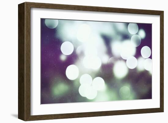 Festive Background with Natural Bokeh and Bright Golden Lights. Vintage Magic Background with Color-Maximusnd-Framed Photographic Print