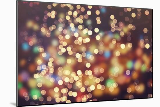 Festive Background with Natural Bokeh and Bright Golden Lights. Vintage Magic Background with Color-Maximusnd-Mounted Photographic Print