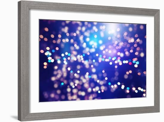 Festive Background with Natural Bokeh and Bright Golden Lights. Vintage Magic Background with Color-Maximusnd-Framed Photographic Print